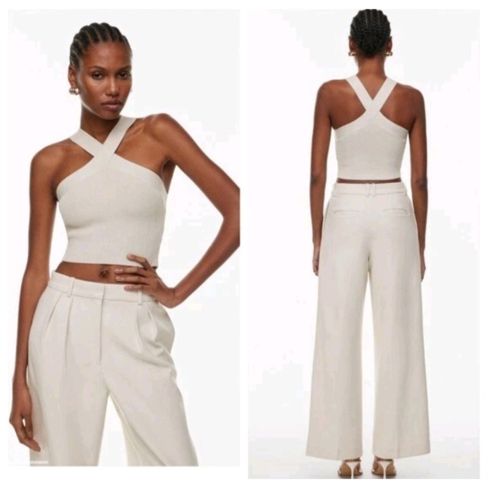 NWT Aritzia Babaton Sculpt Knit Criss Cross Cropped‎ Tank Top XL new 435
